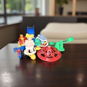 Vintage 1983 Meritus Baby Doll & Playground Action Figure Doll House Piece Set